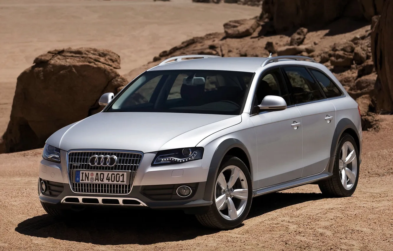 Фото обои песок, Audi, пустыня, серебристая