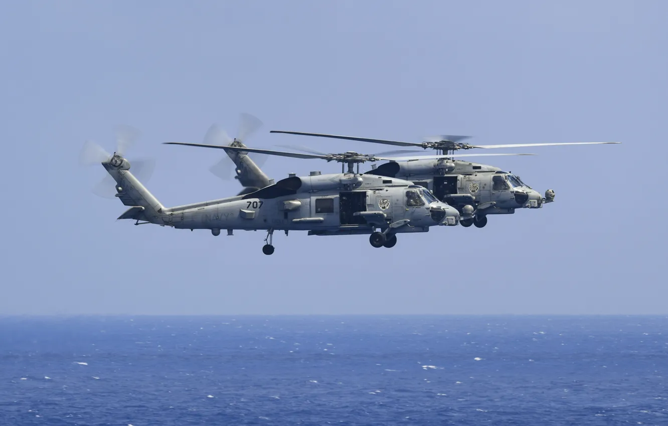 Фото обои MH-60R, палубный многоцелевой вертолёт, Си Хок, Sea Hawks