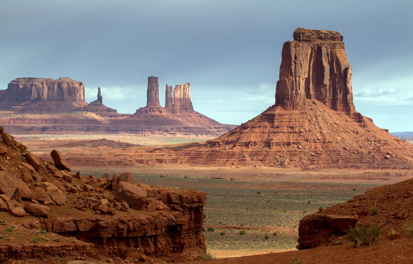 Фото обои небо, облака, природа, скалы, пустыня, USA, США, Monument Valley