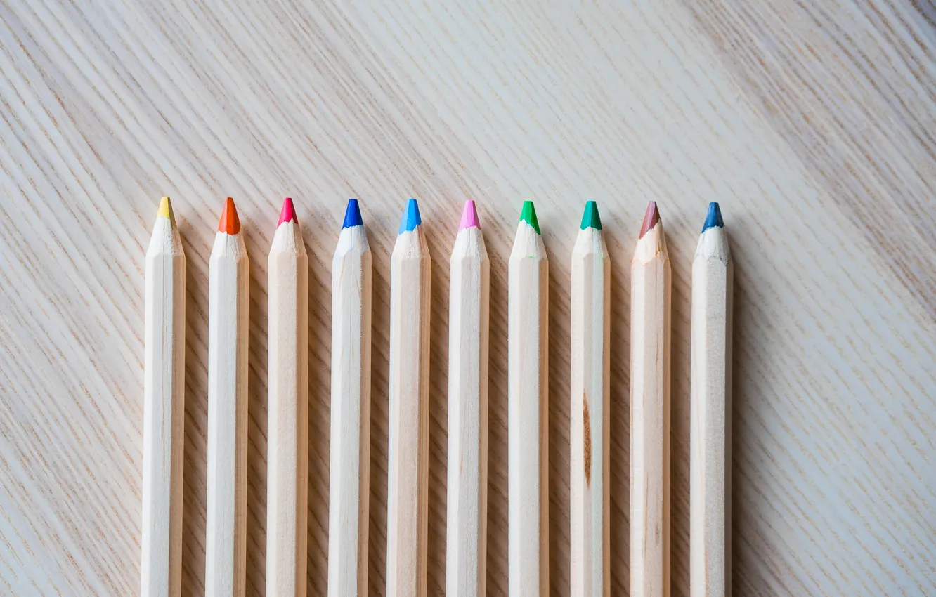 Фото обои colors, wood, pencils