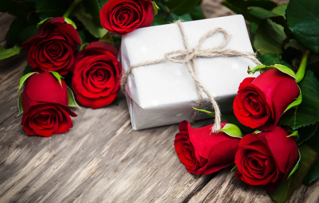 Фото обои любовь, подарок, розы, сердечки, красные, red, love, romantic