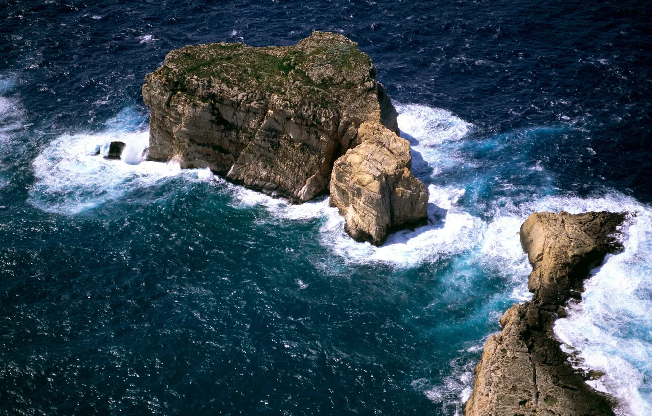 Фото обои океан, скалы, островок