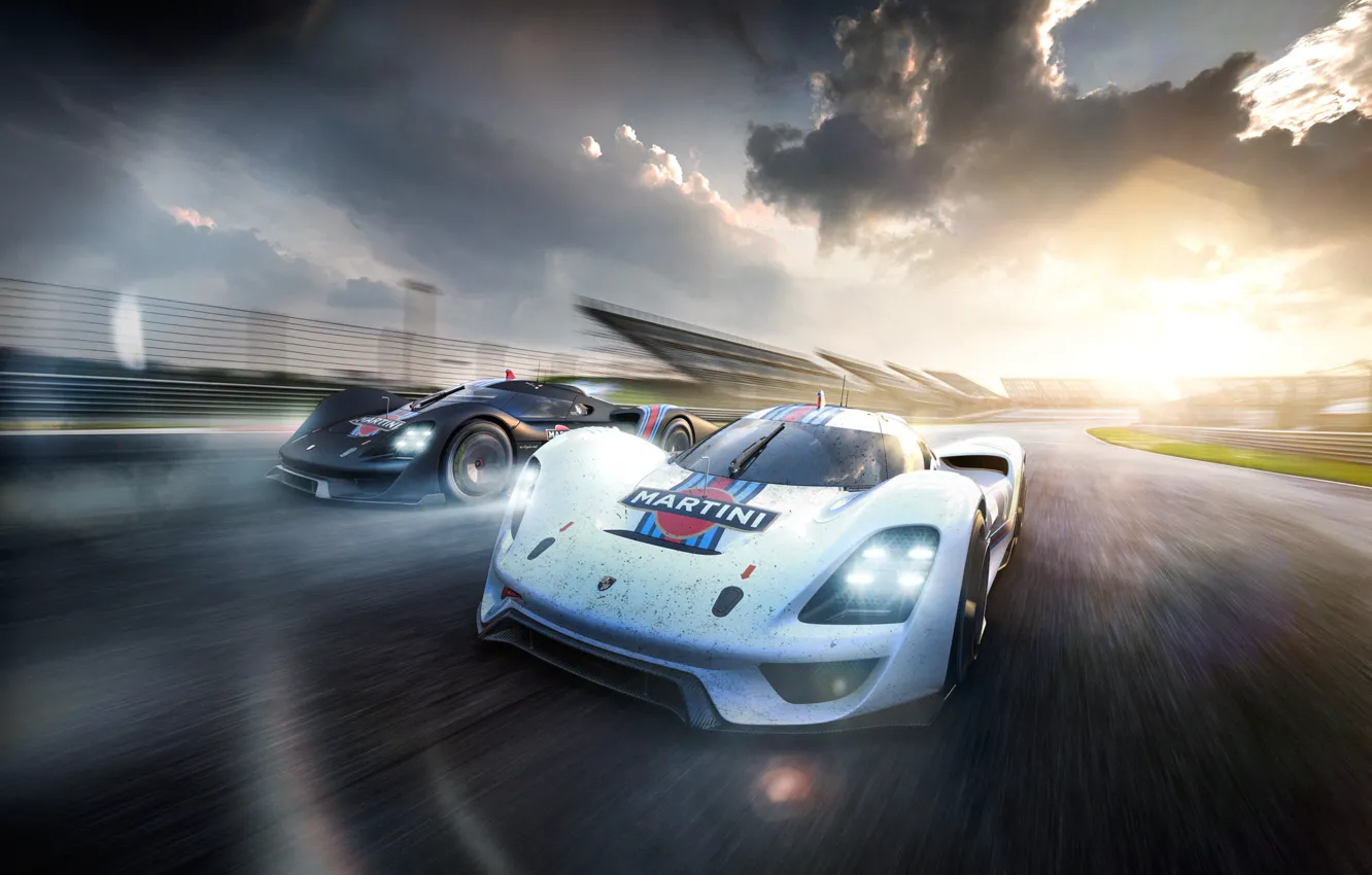 Фото обои Porsche, Car, Vision, Front, Racing, Martini