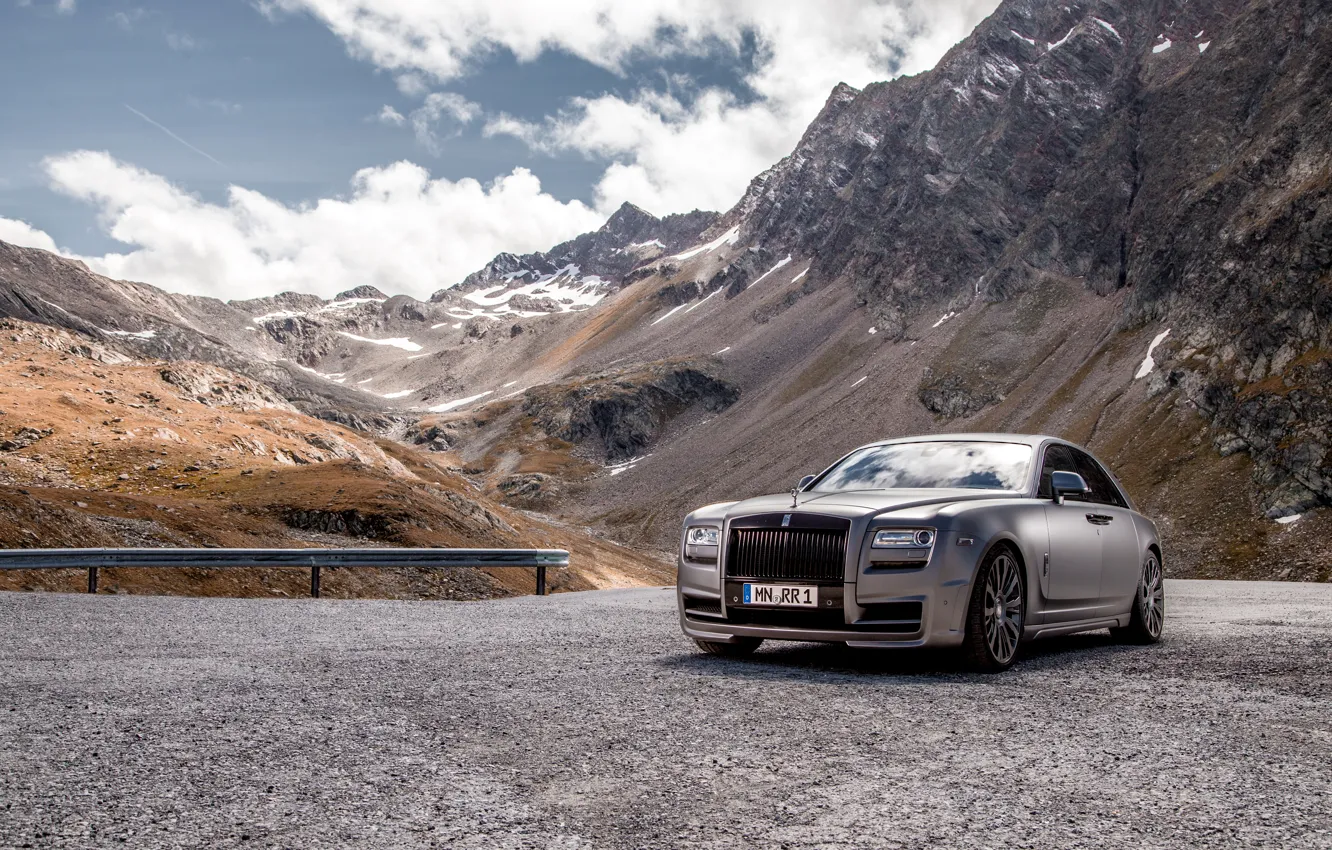 Фото обои горы, фото, тюнинг, серебристый, Rolls-Royce, автомобиль, роскошный, Spofec
