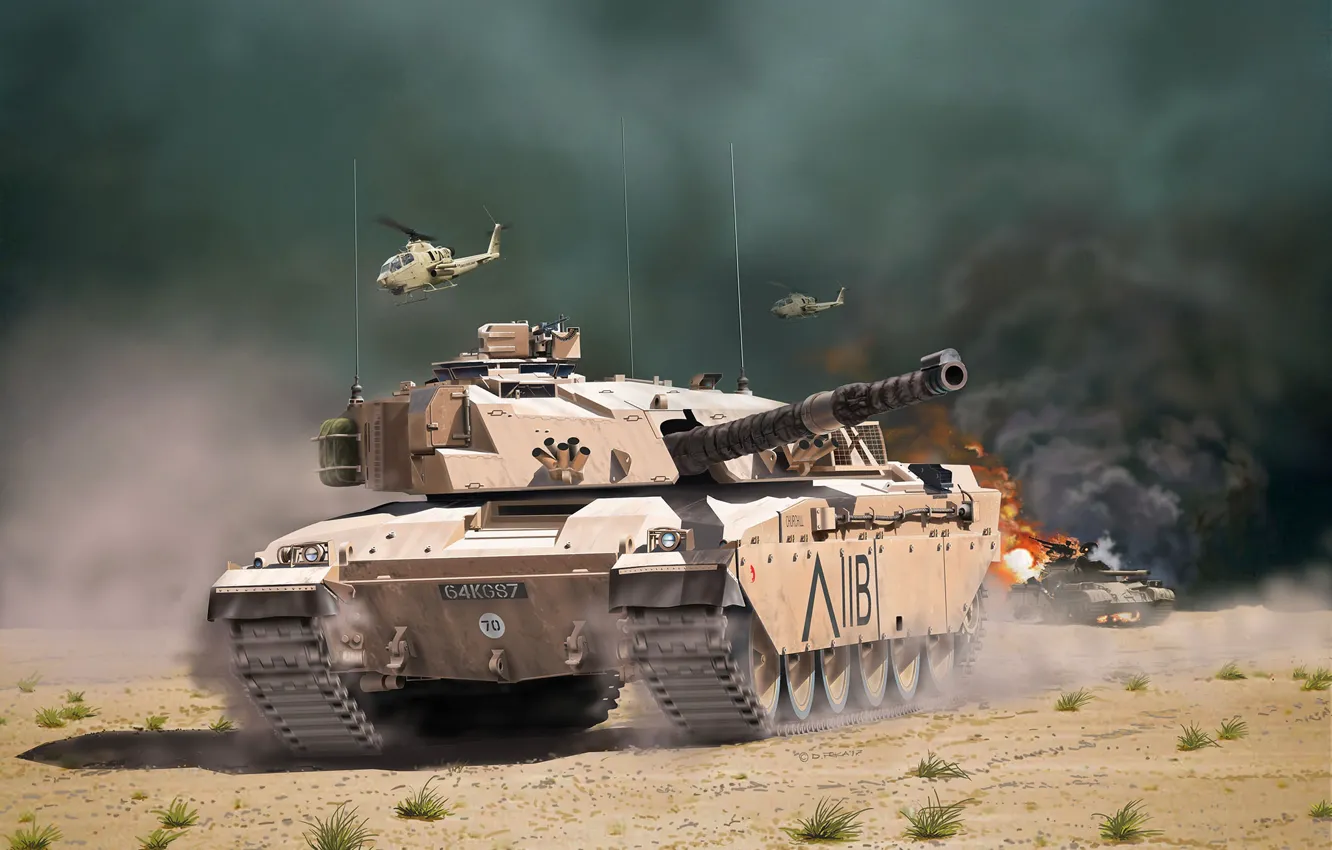 Фото обои арт, танк, Британский, Challenger I