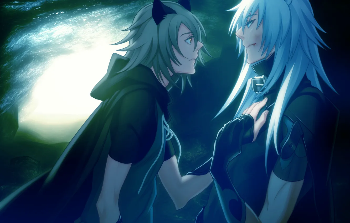 Фото обои эмоции, два парня, visual novel, rai, lamento, konoe, ушки животоного, by kazuaki