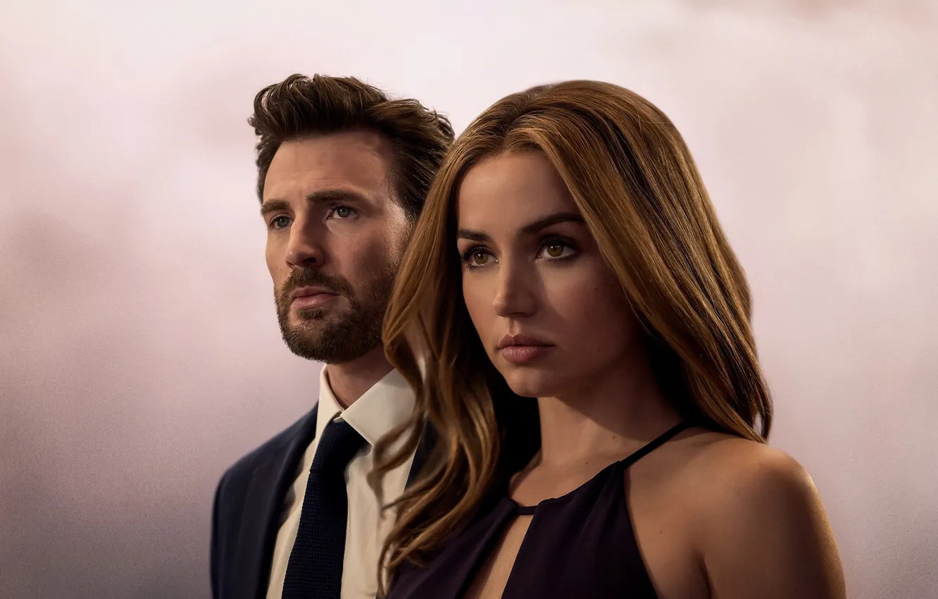 Фото обои фон, актёры, Крис Эванс, Chris Evans, Ana de Armas, Ана де Армас, Без ответа, Ghosted