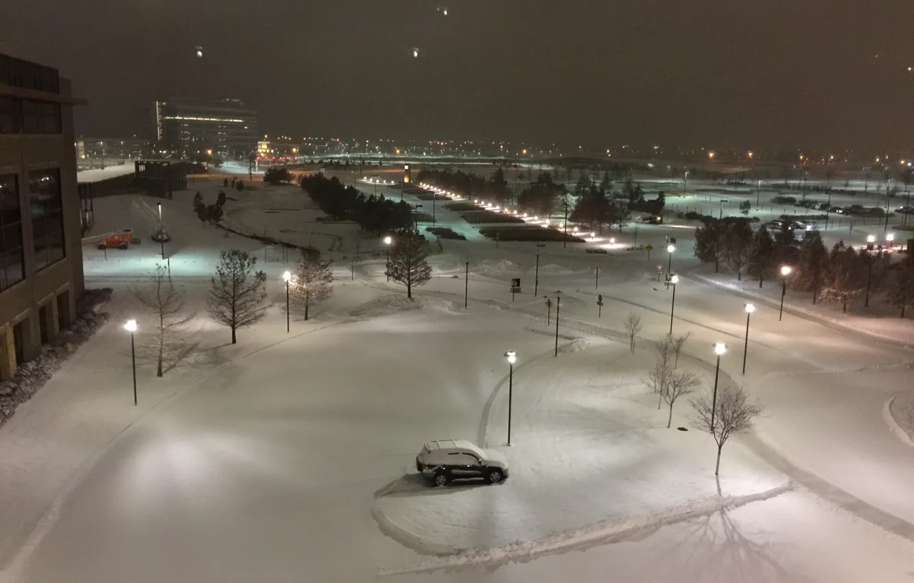 Фото обои зима, снег, ночь, мороз, USA, США, night, winter