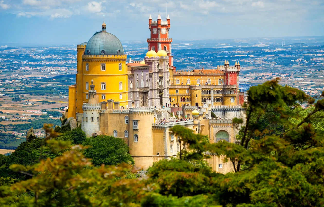 Фото обои пейзаж, Португалия, дворец, Pena, National Palace Sintra