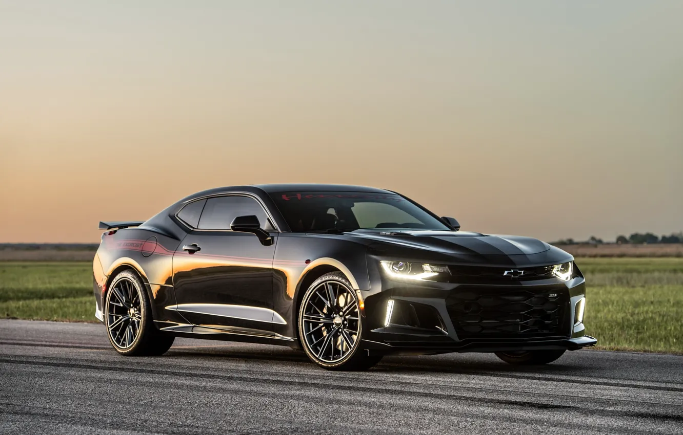 Фото обои Chevrolet, Camaro, black, muscle car, Hennessey, Hennessey Chevrolet Camaro ZL1 The Exorcist