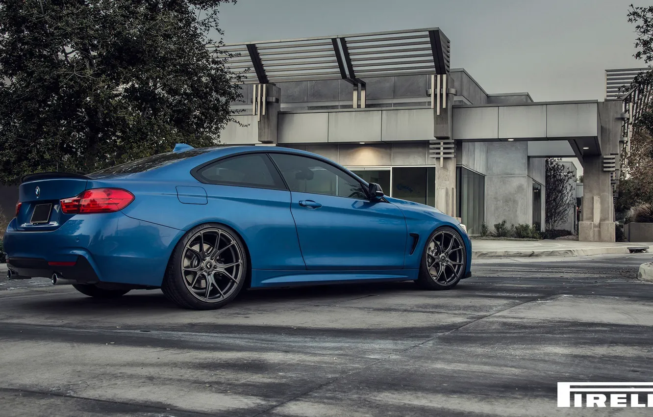 Фото обои BMW, Blue, Vorsteiner, F32, 103, Rear, 2015, 435i