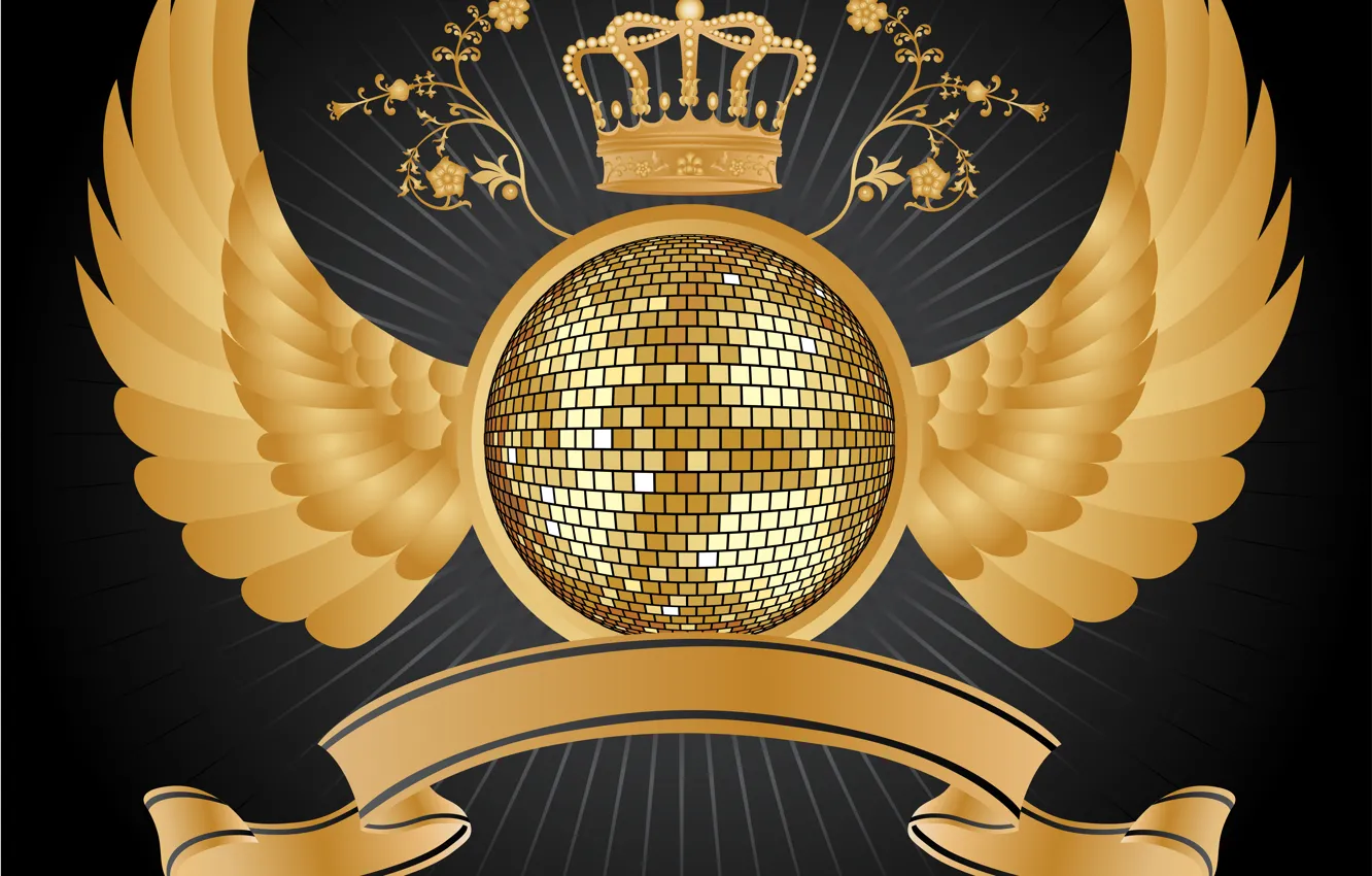 Фото обои wings, disco, heraldry, globe