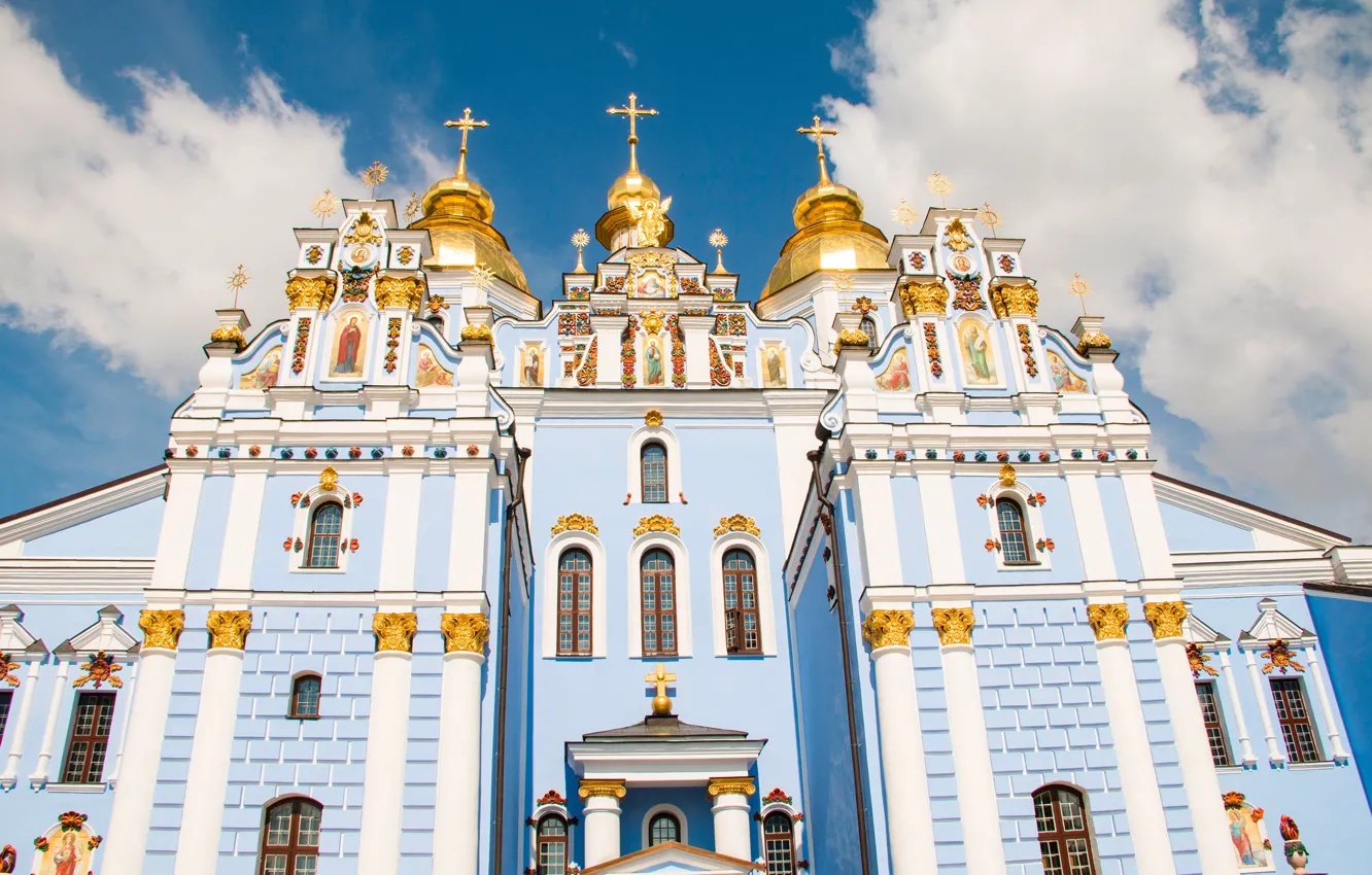 Фото обои церковь, храм, Украина, купола, Киев, Ukraine, Kiev, Temples