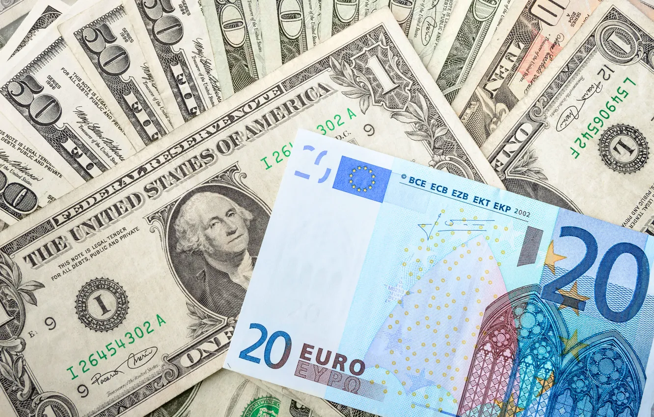 Фото обои деньги, доллар, евро, купюры, fon, euro, dollar