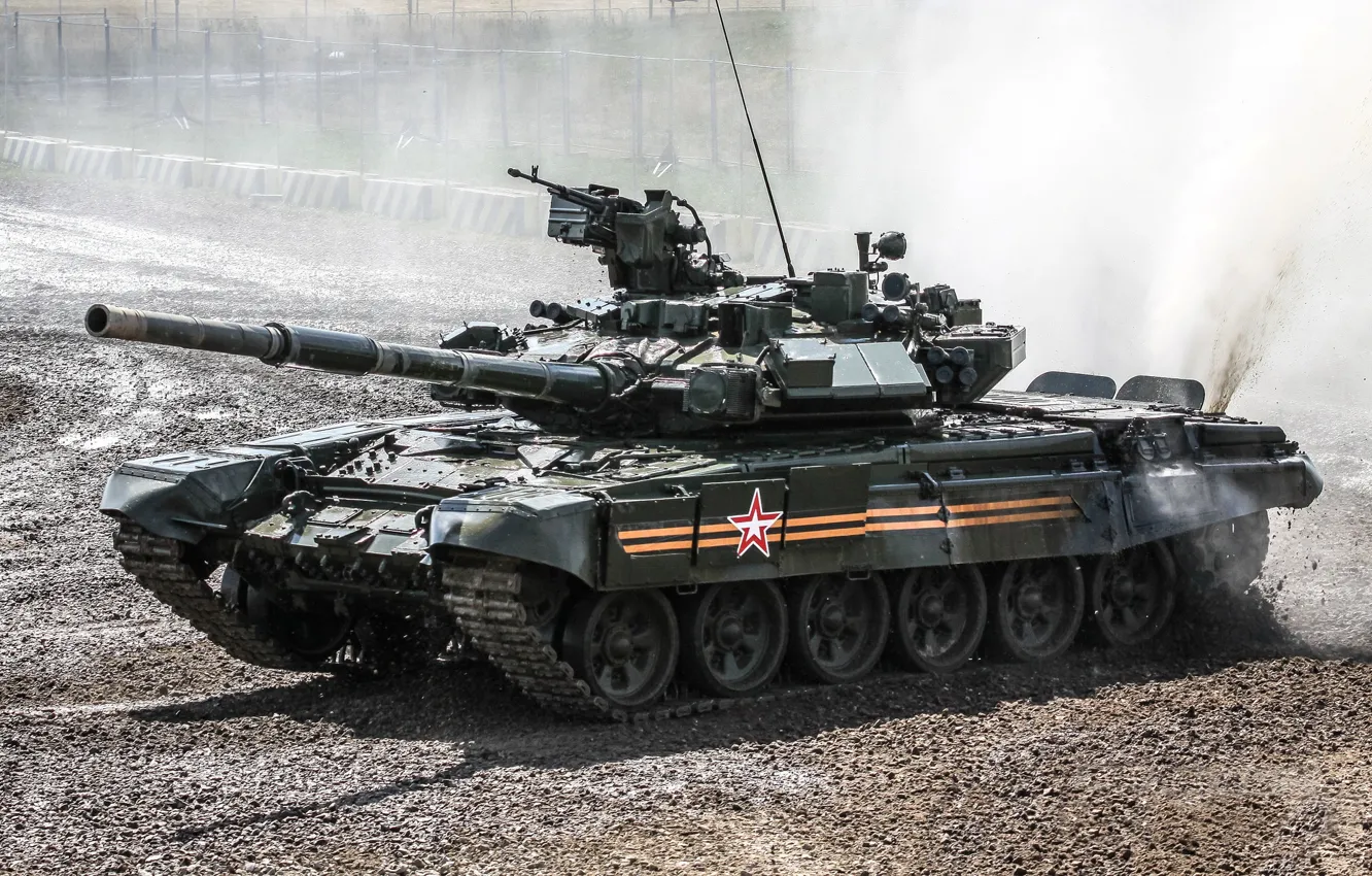 Фото обои грязь, танк, полигон, бронетехника, Т-90
