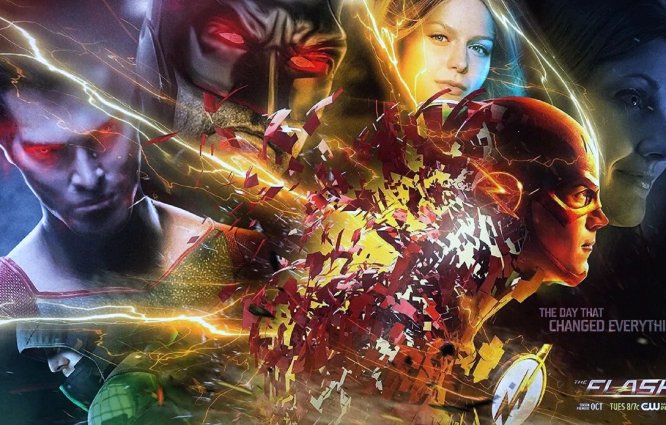 Фото обои batman, superman, supergirl, flash, barry allen, flashpoint