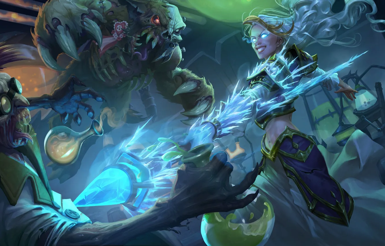 Фото обои demon, game, monster, weapon, warcraft, fight, lab, oni