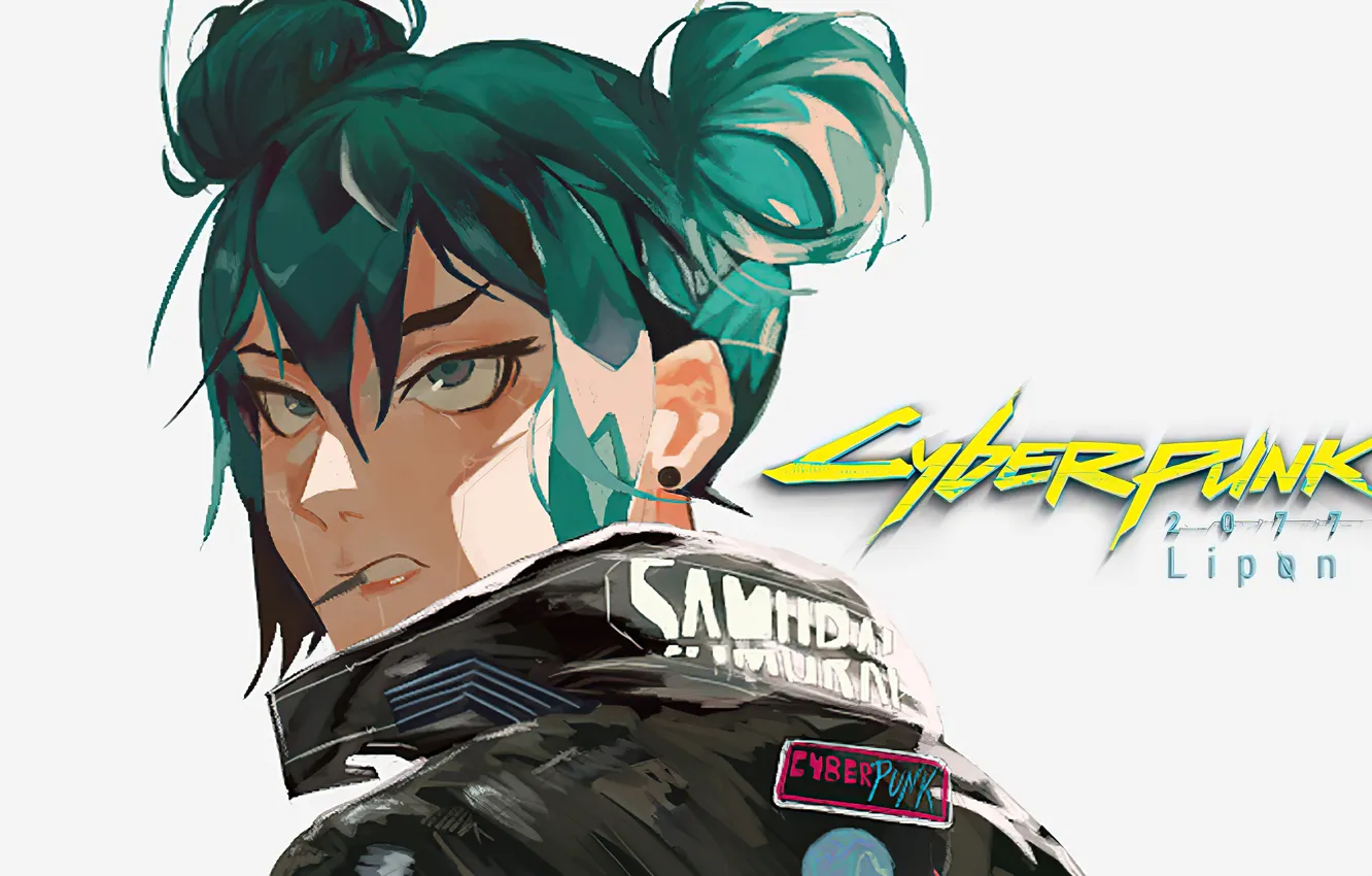 Фото обои игра, game, character, зеленые волосы, персонаж, Cyberpunk 2077, Киберпанк 2077, Manga Art