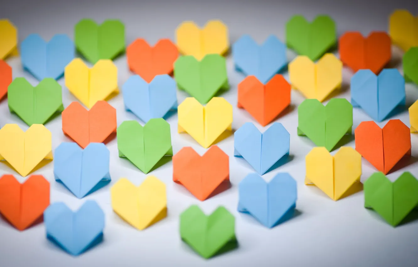 Фото обои фон, обои, настроения, цветные, сердечки, love, разное, оригами
