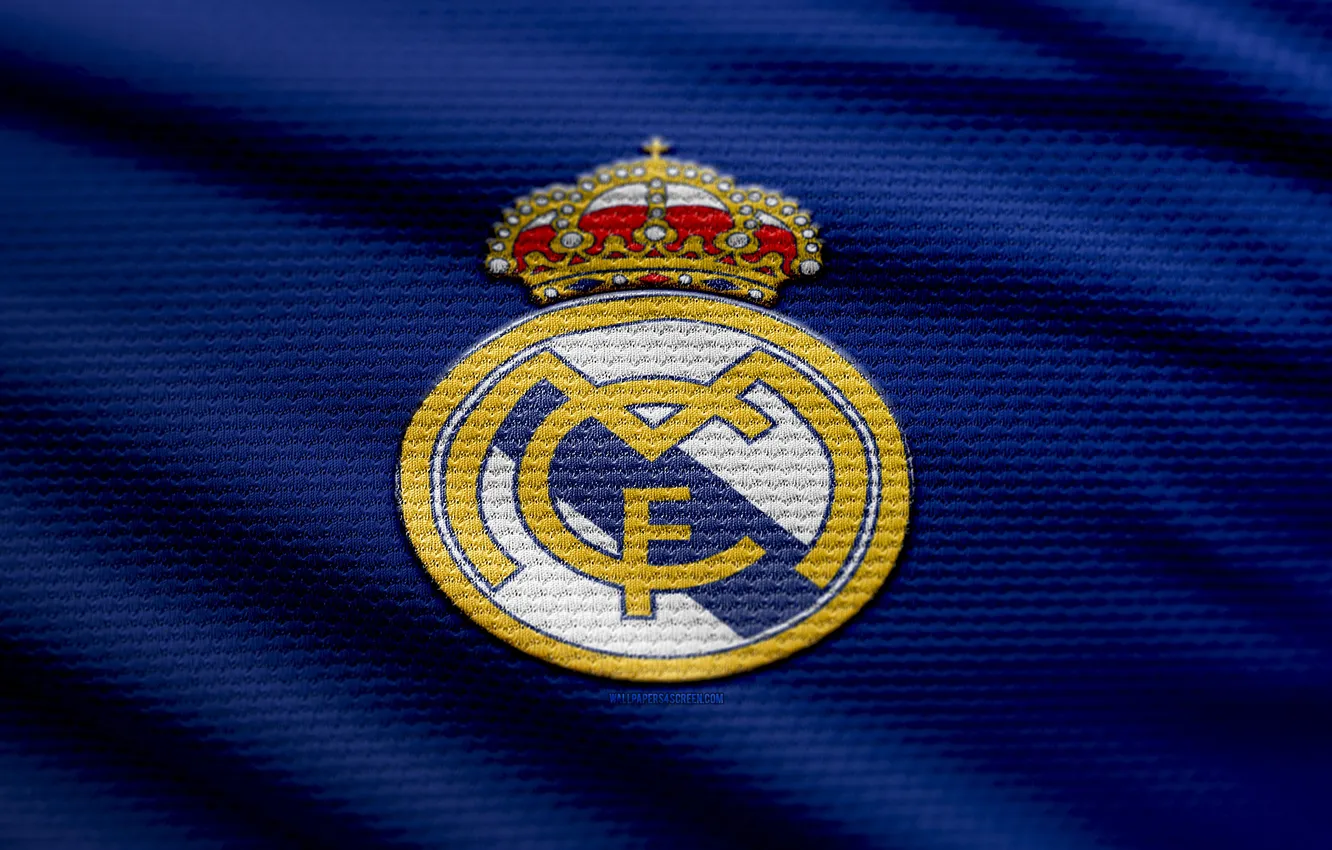 Фото обои Football, Real Madrid, Soccer, La Liga, Hala Madrid, Emblem, Real Madrid CF, Fabric