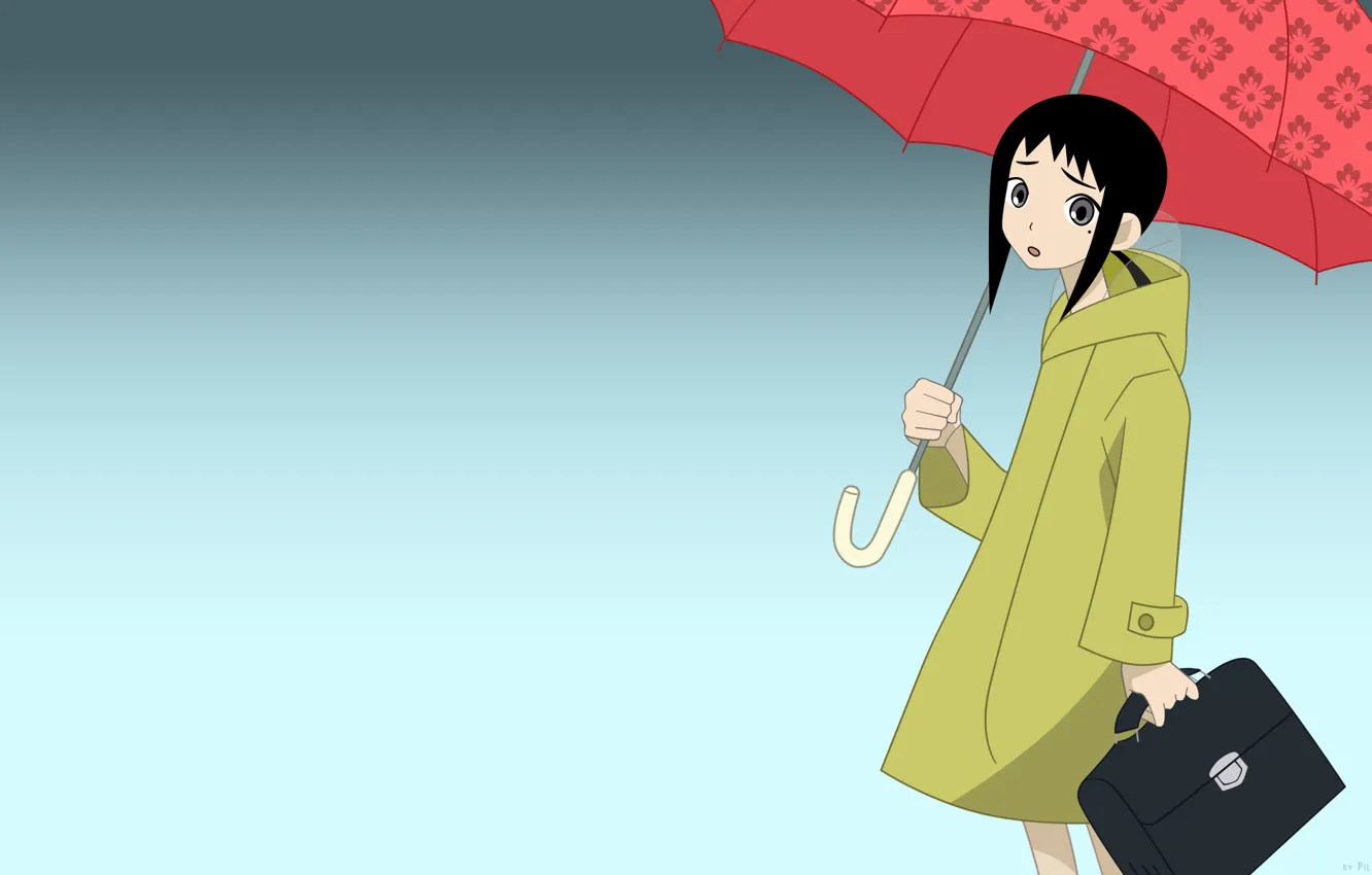 Фото обои девушка, зонт, сумка, пальто, Sayonara Zetsubou Sensei, Прощай безрадостный сенсей