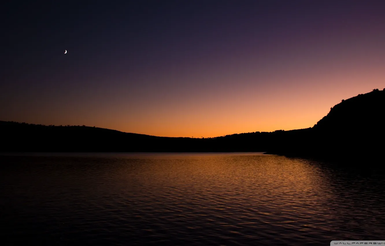 Фото обои небо, закат, луна