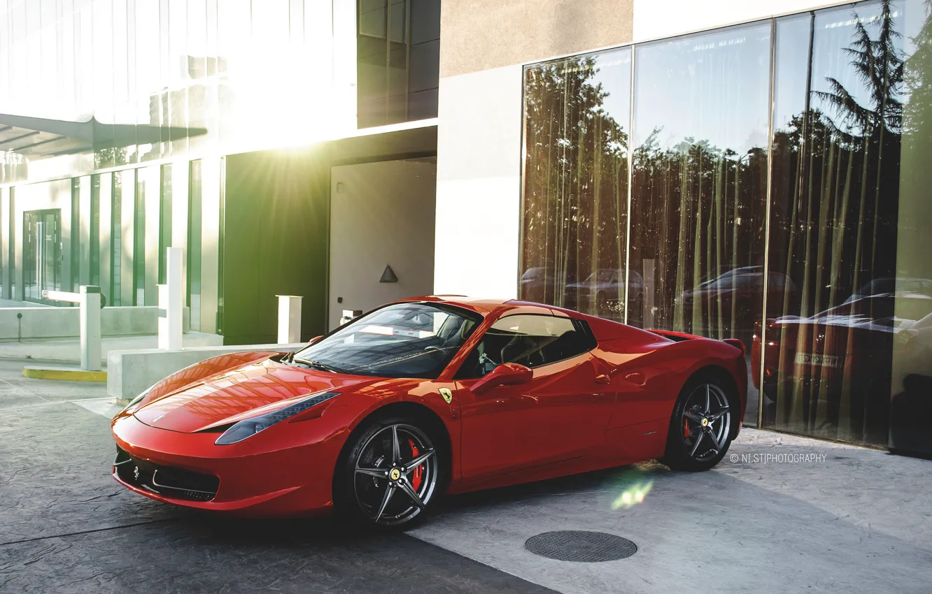 Фото обои Ferrari, Red, 458, Spyder