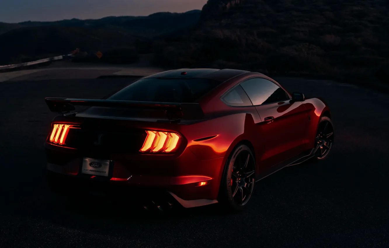 Фото обои ночь, Mustang, Ford, Shelby, GT500, кровавый, 2019