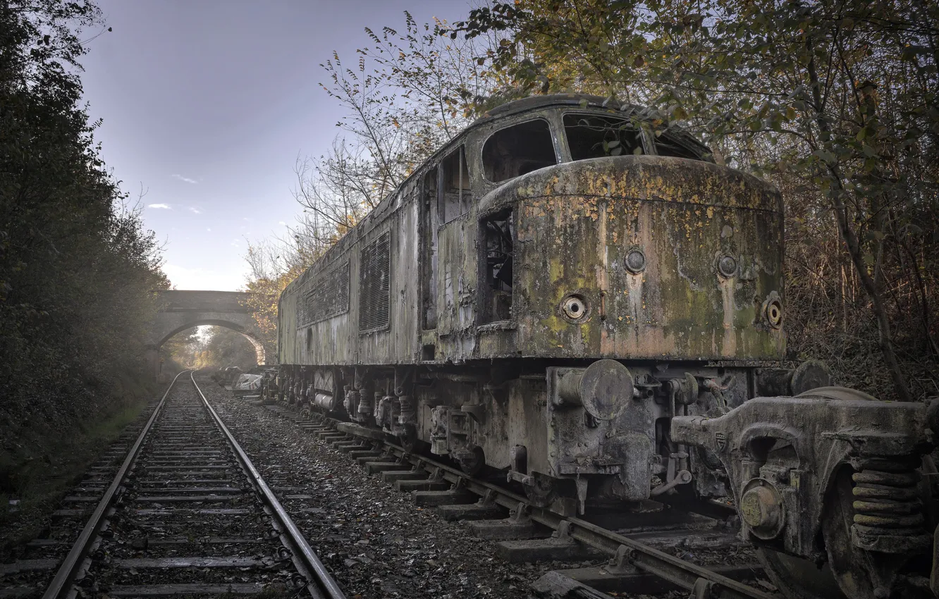 Фото обои фон, железная дорога, локомотив
