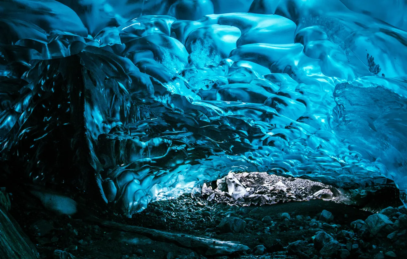Фото обои лед, камни, лёд, ледник, Аляска, пещера, USA, США