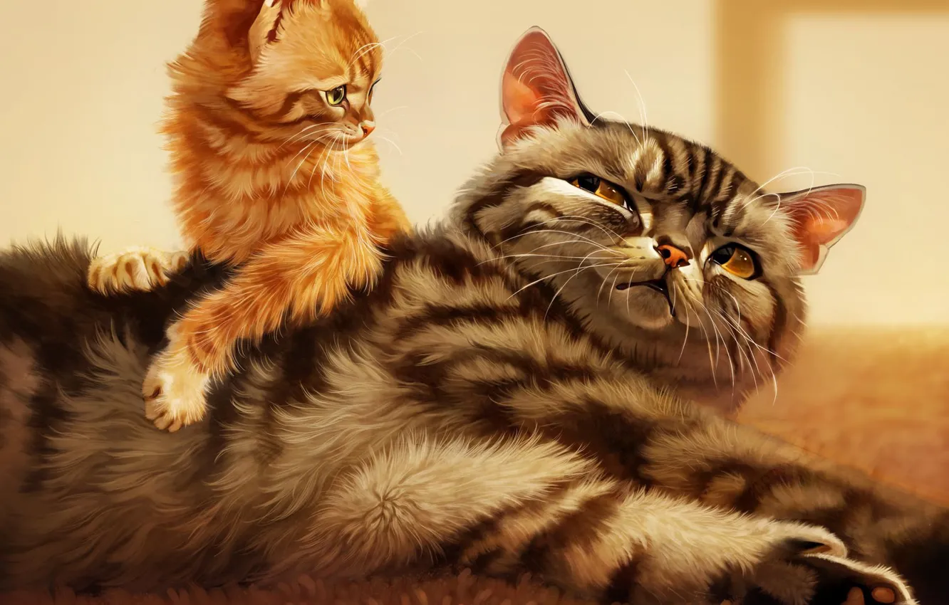 Фото обои кошка, котенок, полосатые, by Pixxus