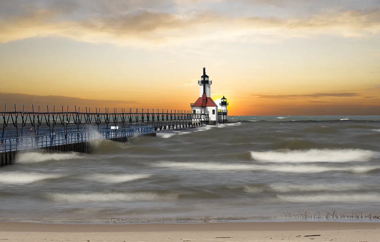 Фото обои Lighthouse, Michigan, Saint Joseph