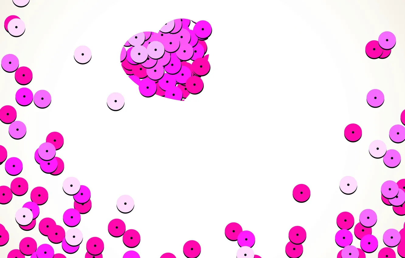 Фото обои абстракция, текстура, блестки, сердечки, белый фон