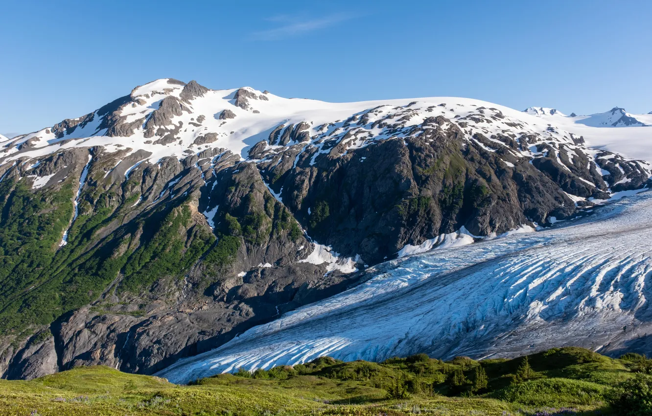 Фото обои ice, Alaska, landscape, nature, mountains, snow, sunlight, North America
