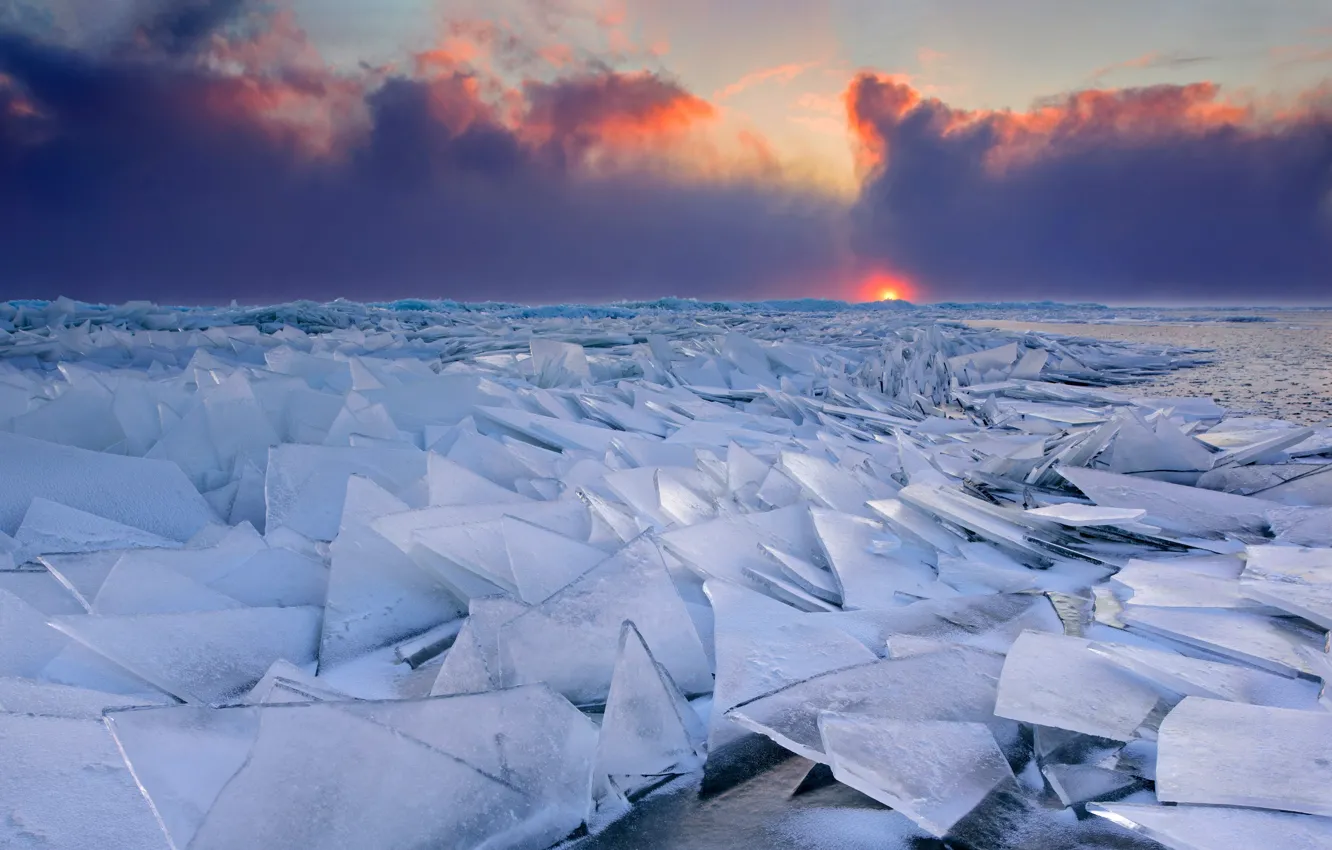 Фото обои Эстония, Estonia, Hummock Ice, Чудское озеро, Lake Peipus, Торосистый лед
