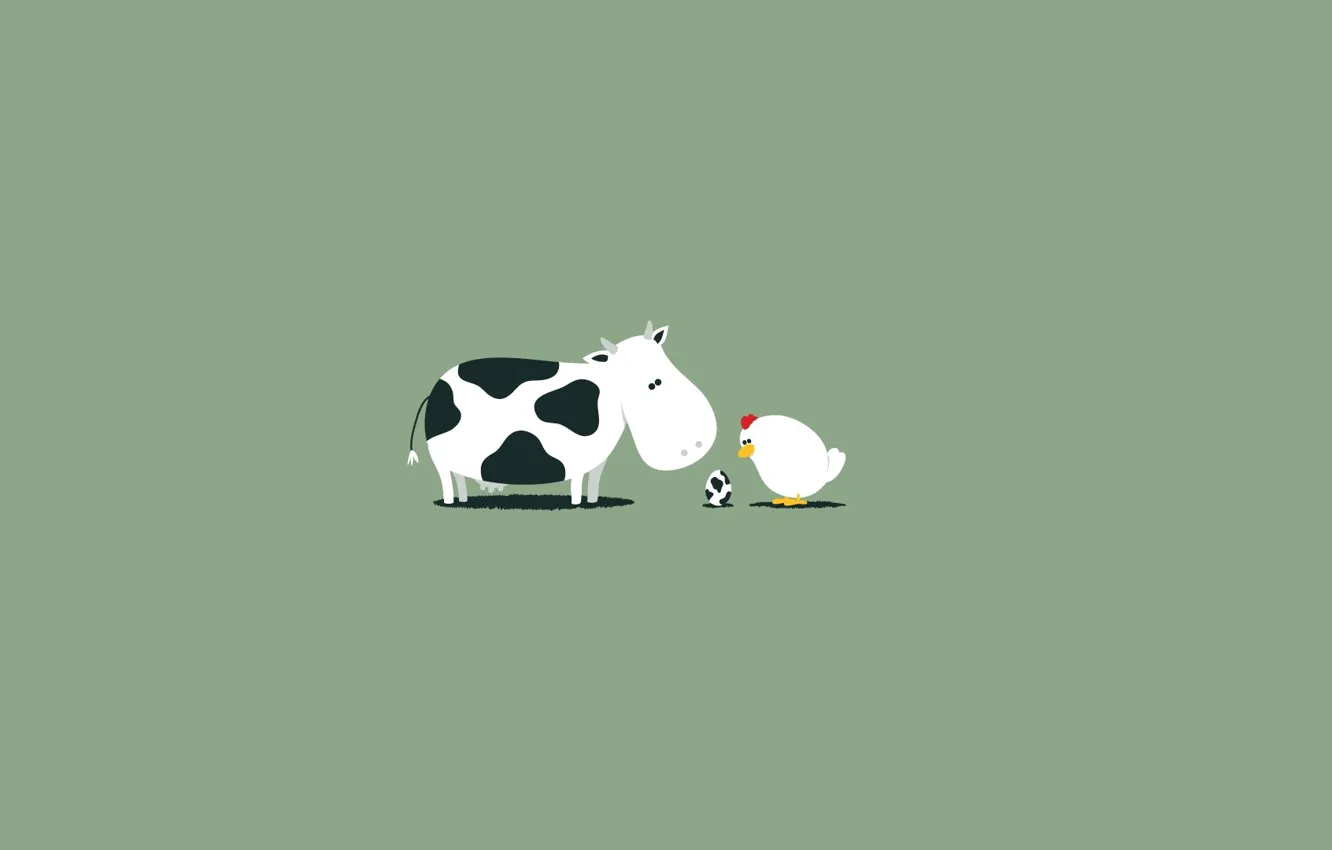 Фото обои яйцо, корова, Минимализм, курица