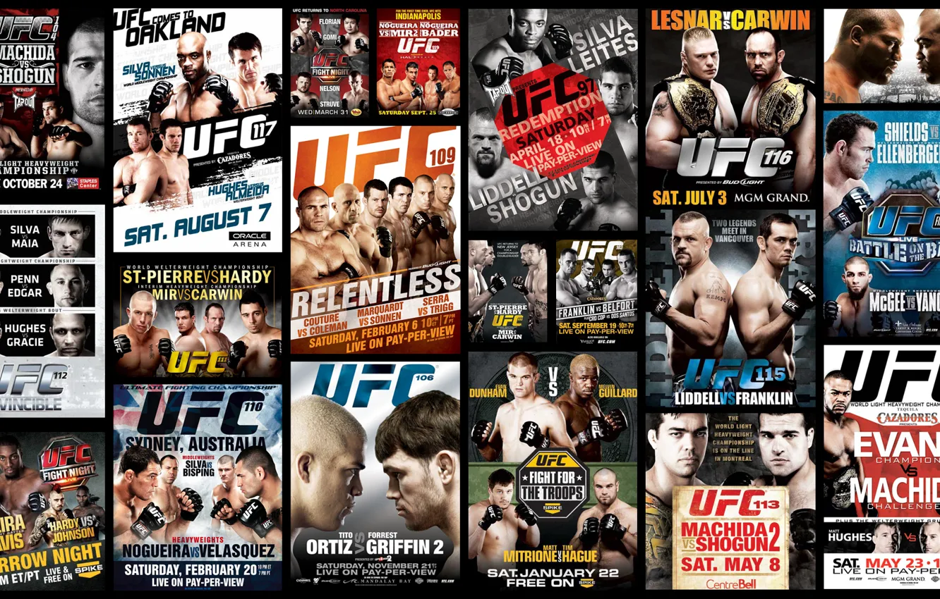 Фото обои коллаж, бойцы, mma, ufc, fighters, смешанные боевые искусства, постеры