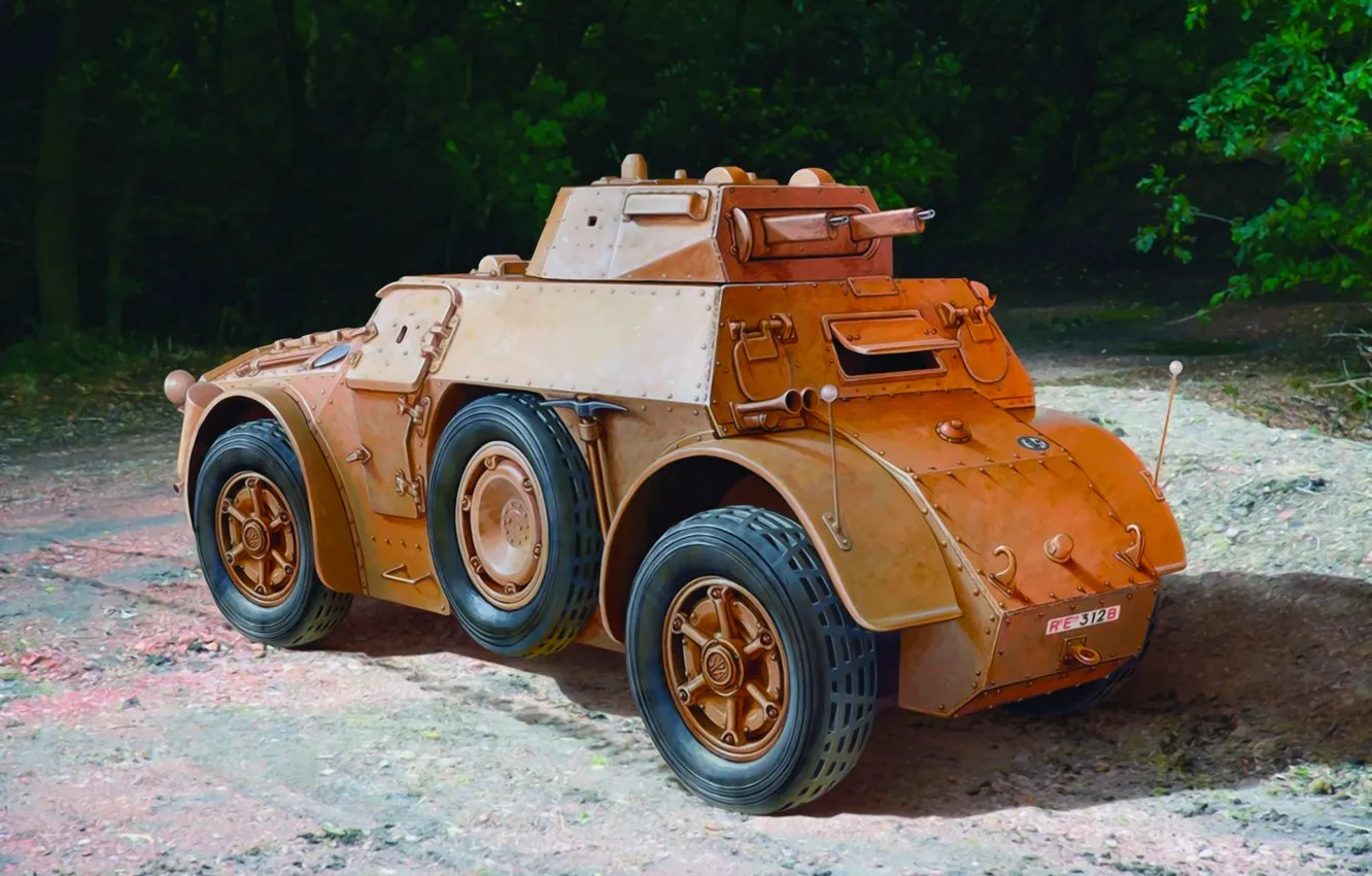 Фото обои war, art, painting, Armoured Cr Autoblinda BA 40