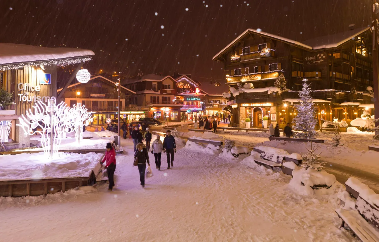 Фото обои Франция, Зима, Снег, Winter, France, Snow, Ski Resort, Межев