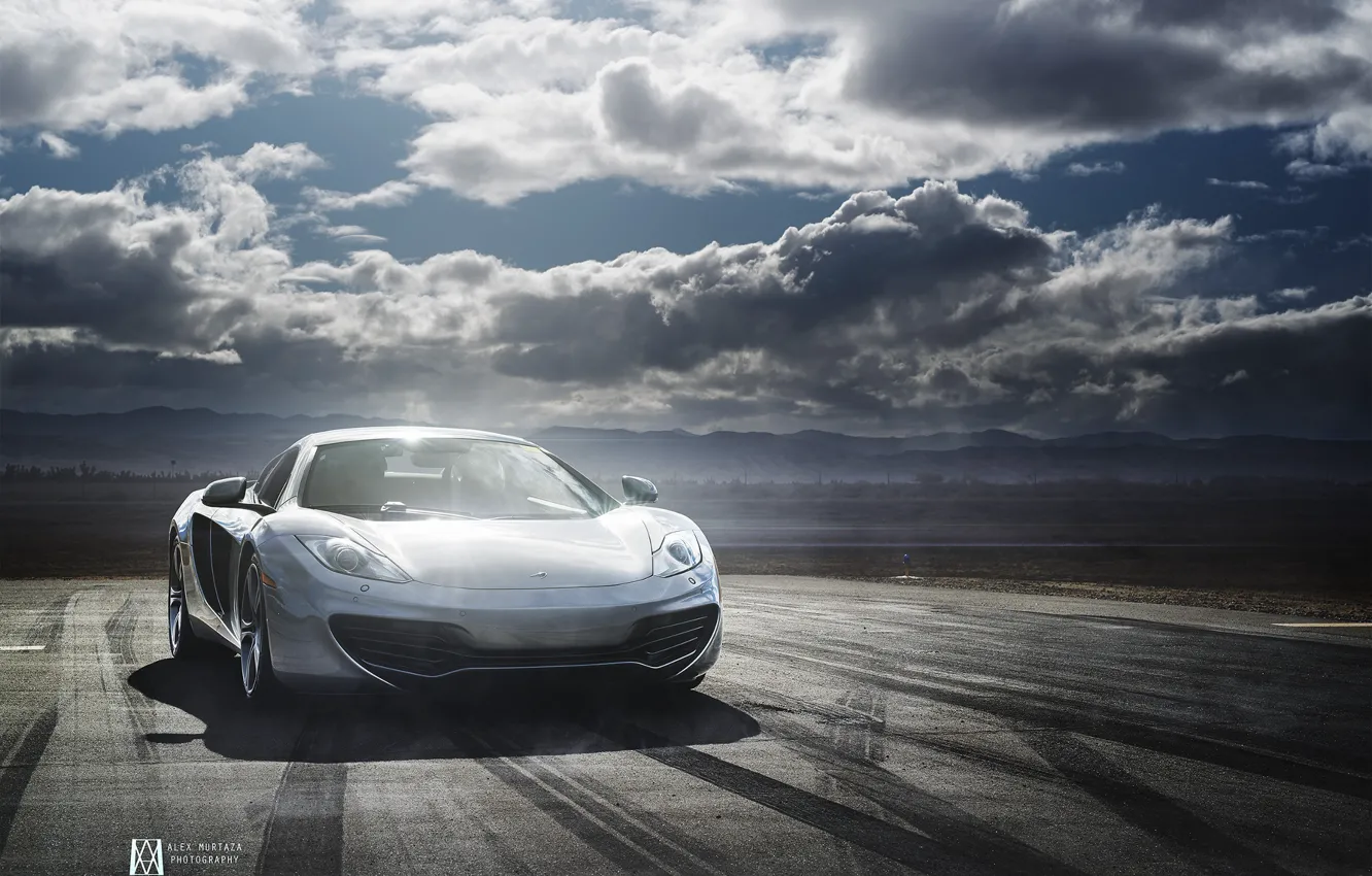 Фото обои McLaren, Clouds, Day, MP4-12C, Supercar, Silver, Alex Murtaza