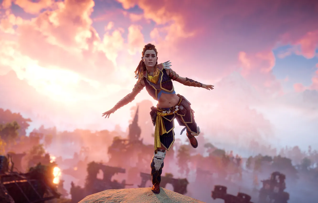 Фото обои ps4, horizon zero dawn, aloy