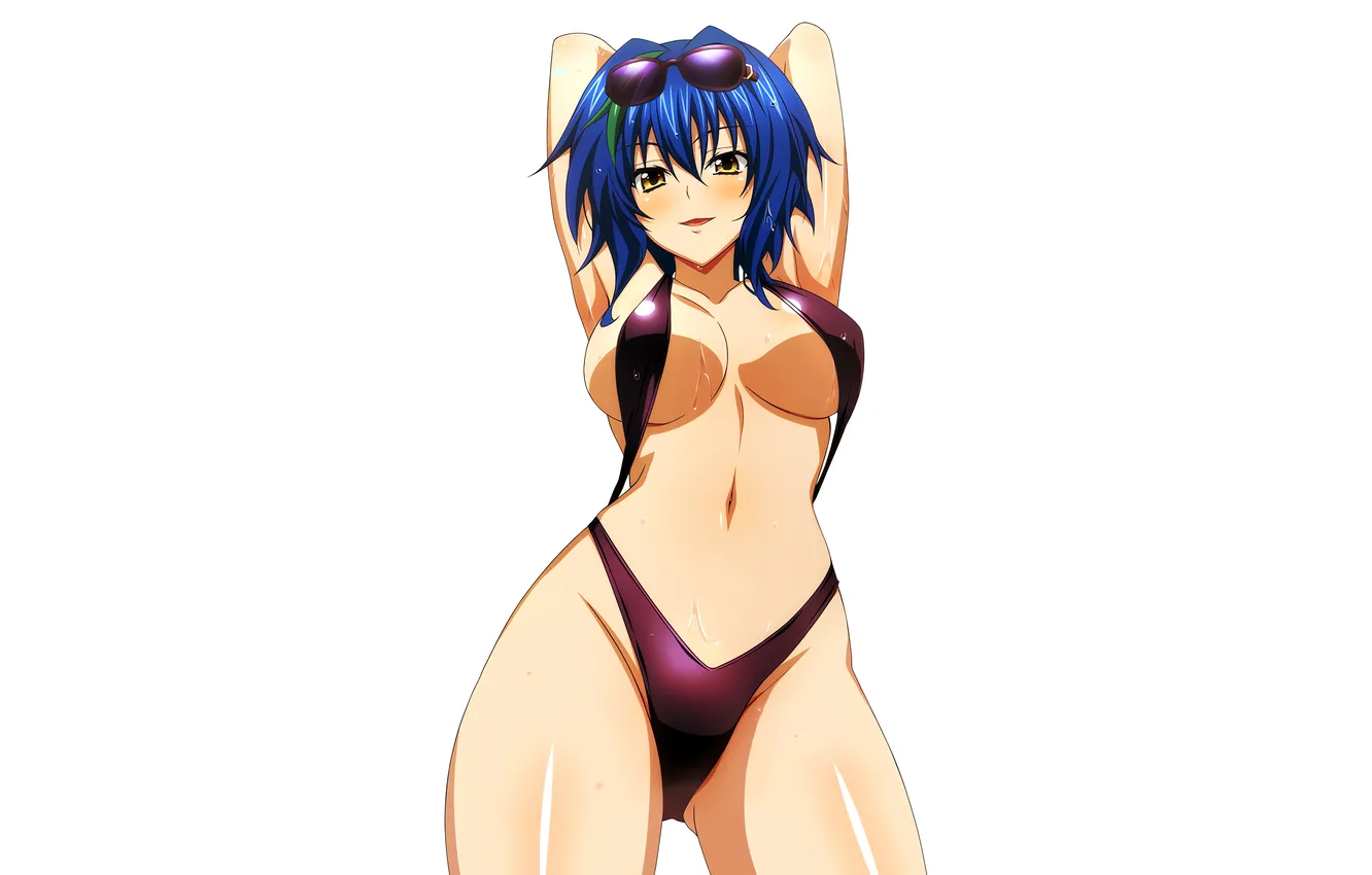 Фото обои girl, sexy, wet, cleavage, boobs, anime, beautiful, short hair