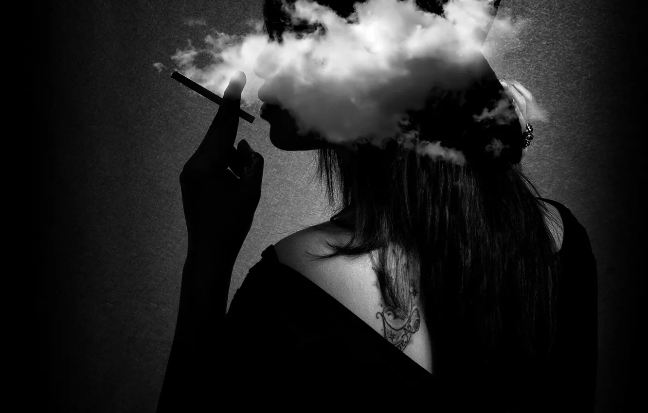 Фото обои девушка, дым, сигарета, girl, smoke, cigarette, Hari Sulistawan