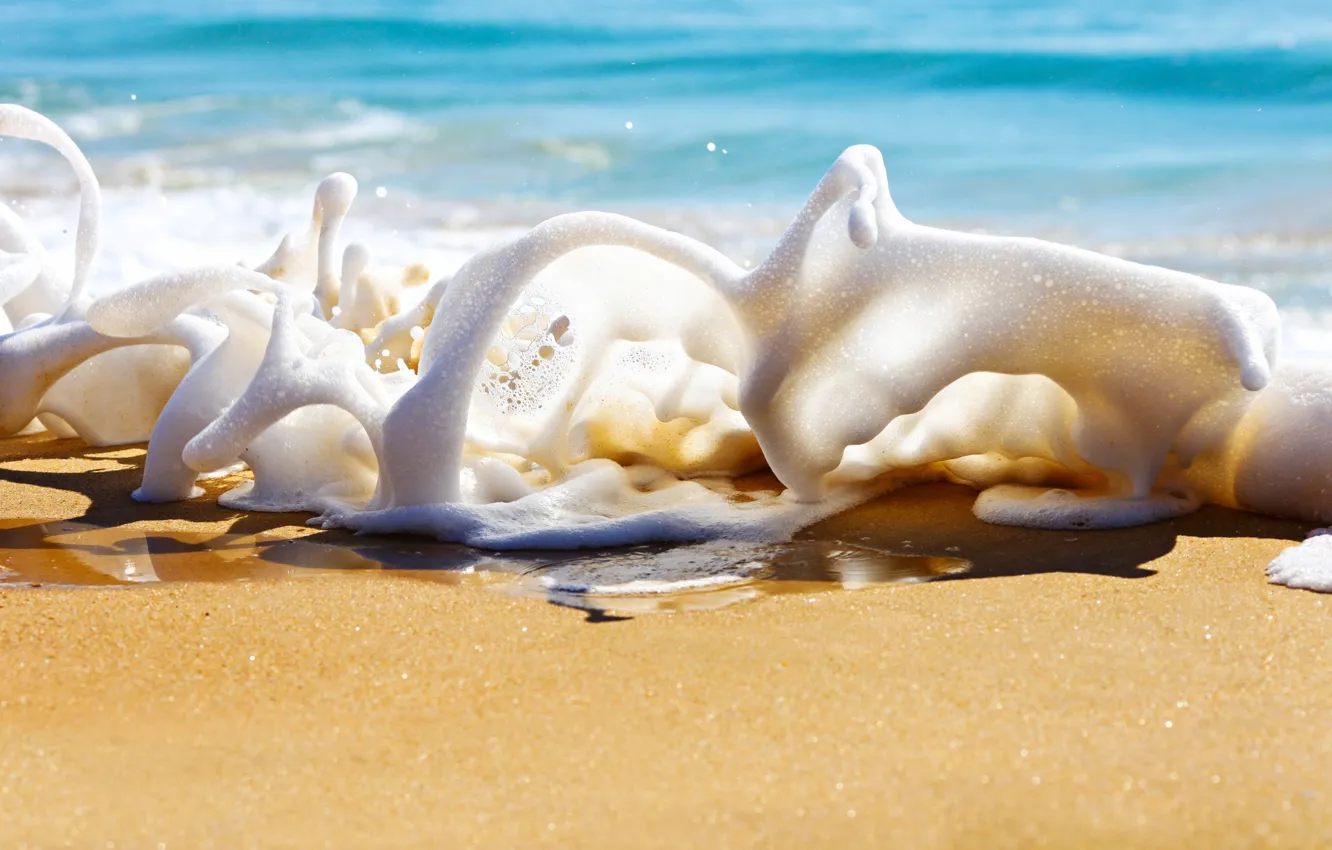 Фото обои песок, море, пена