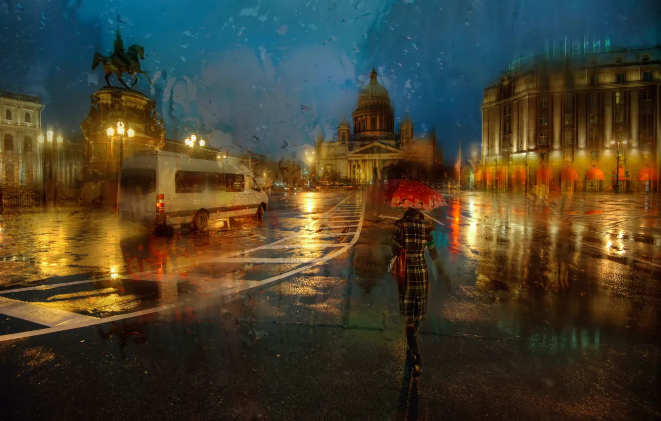 Фото обои осень, дождь, Санкт-Петербург, ноябрь