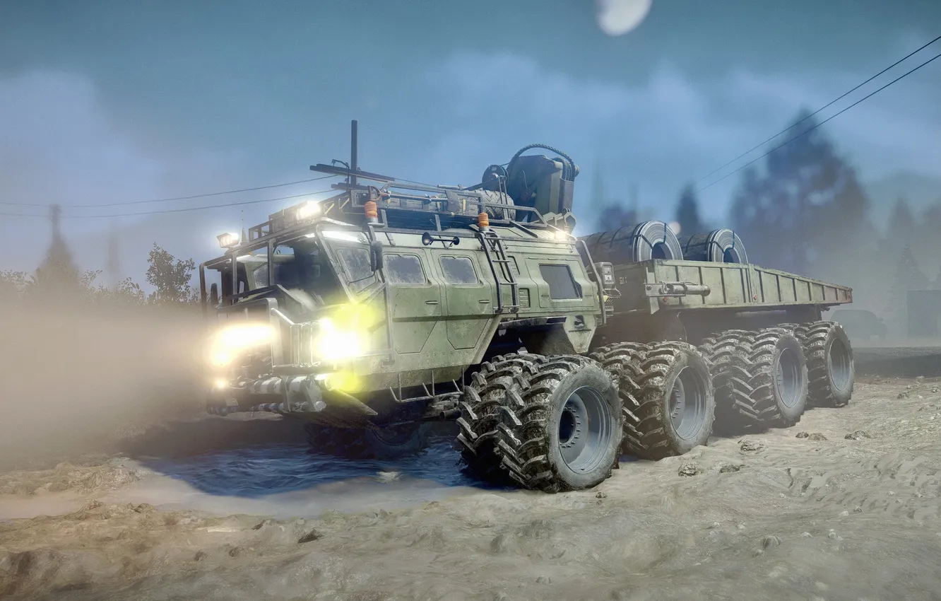 Фото обои HDR, Moon, Lights, Night, Game, Offroad, Mud, UHD
