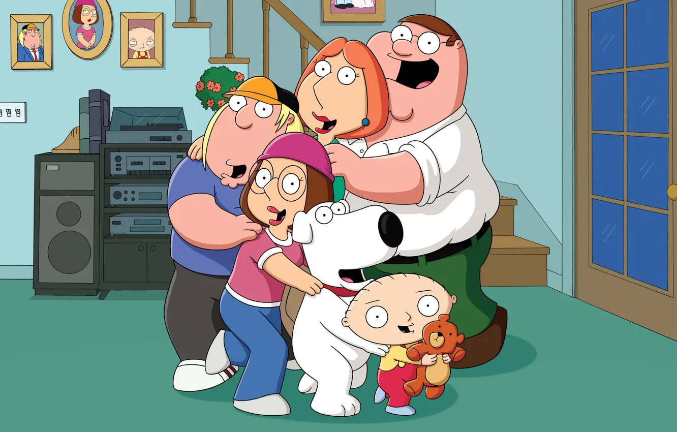 Фото обои Гриффины, Стьюи, Крис, Megatron, Family Guy, Мультфильм, Peter, Chris