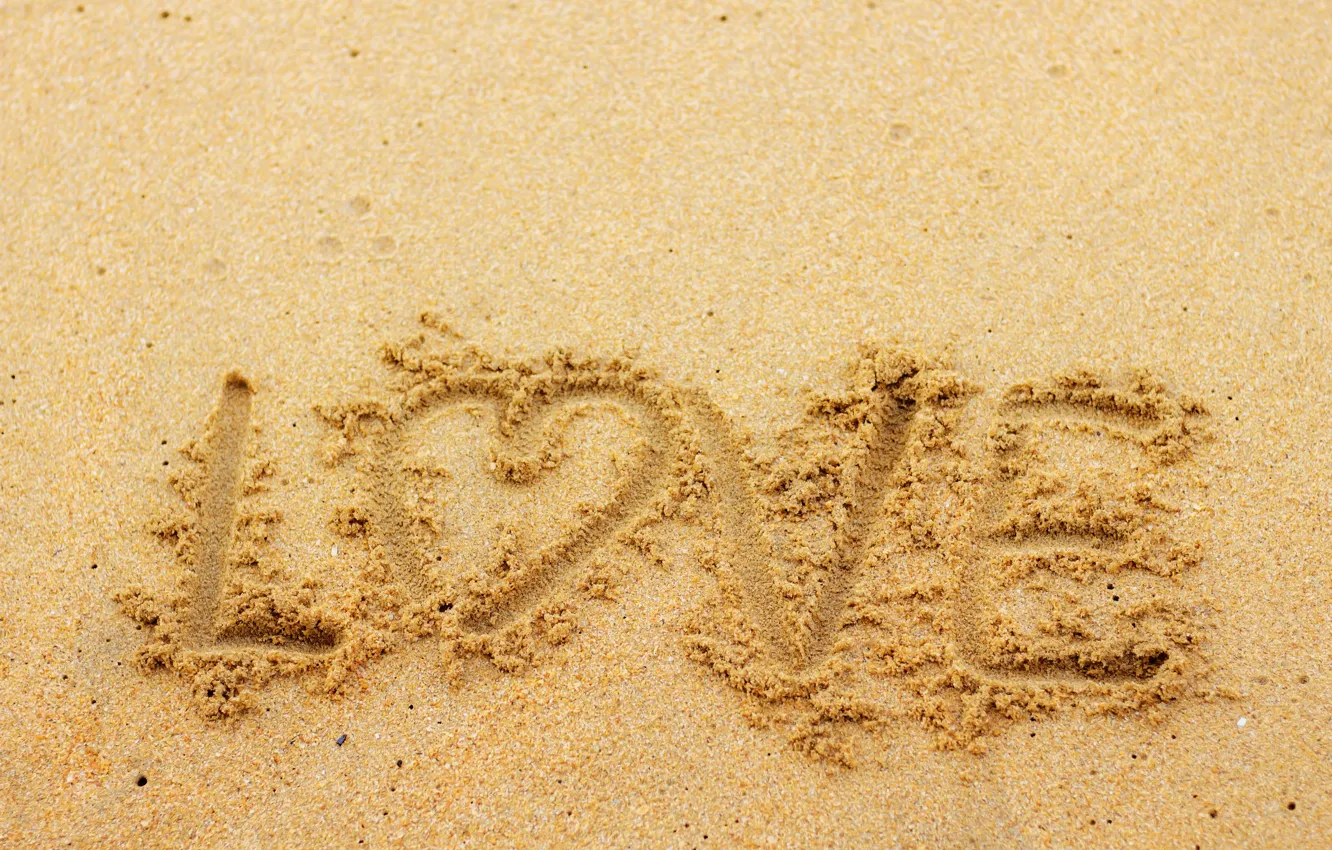 Фото обои песок, пляж, лето, любовь, сердце, summer, love, beach