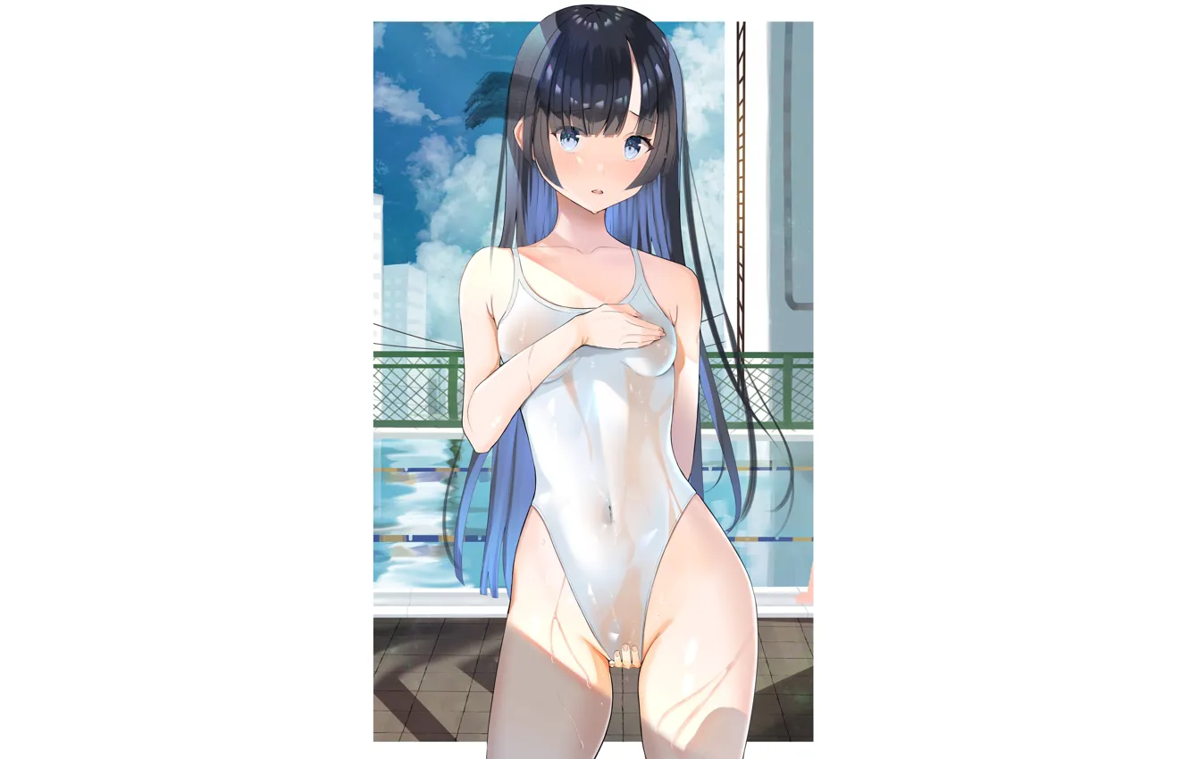 Фото обои kawaii, girl, hot, sexy, wet, sexy girl, anime, swimsuit