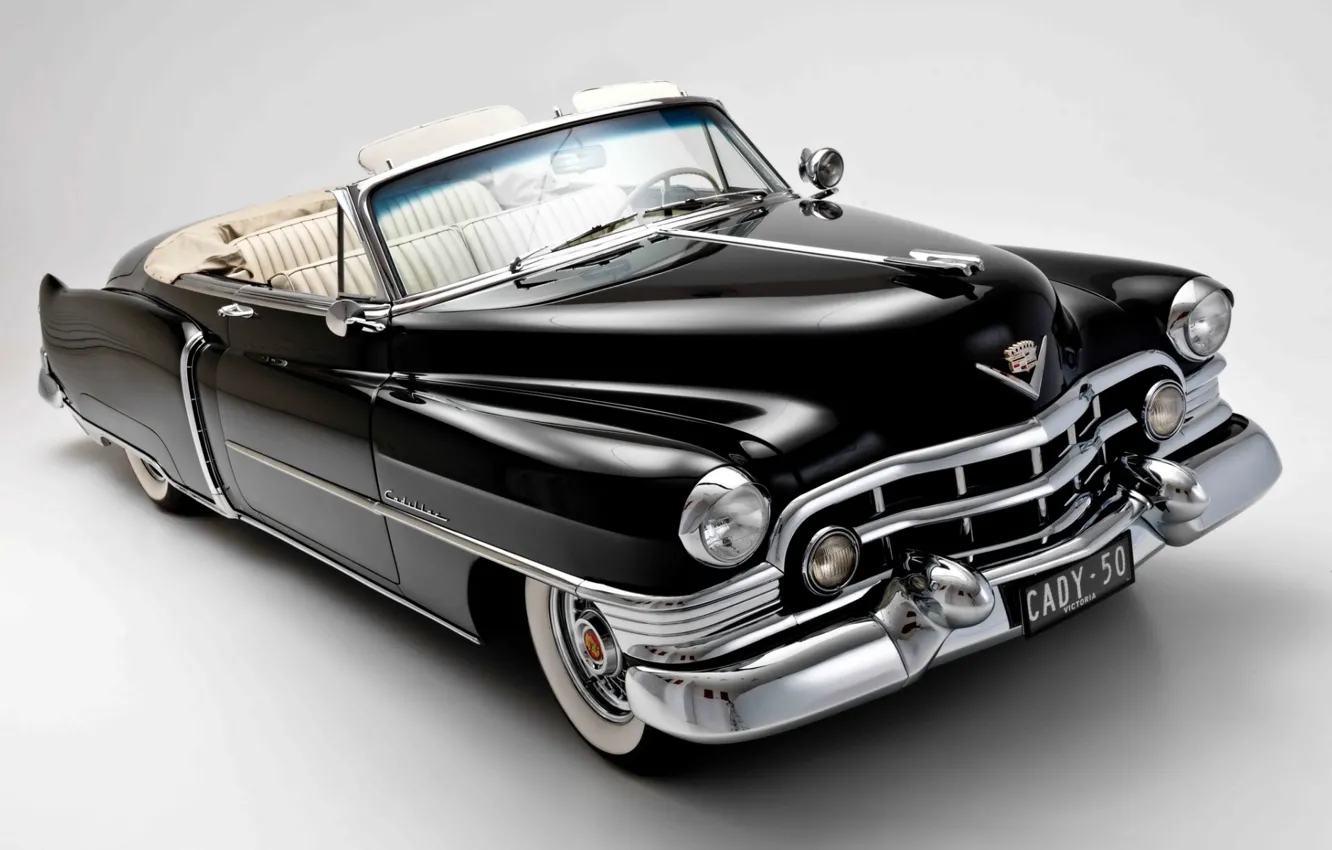 Фото обои фон, чёрный, Cadillac, кабриолет, классика, 1950, Convertible, Кадилак